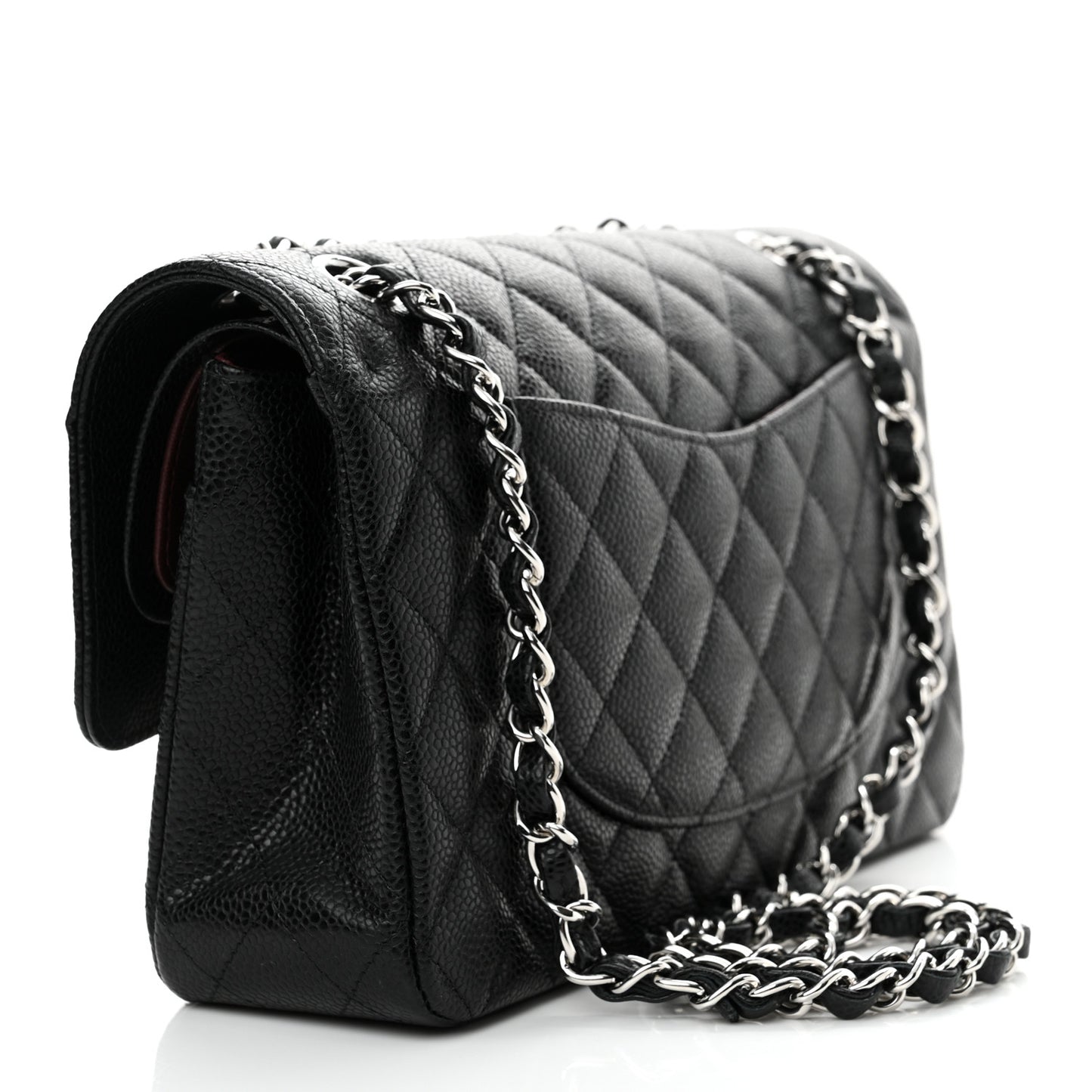 Caviar Quilted Medium Double Flap Black