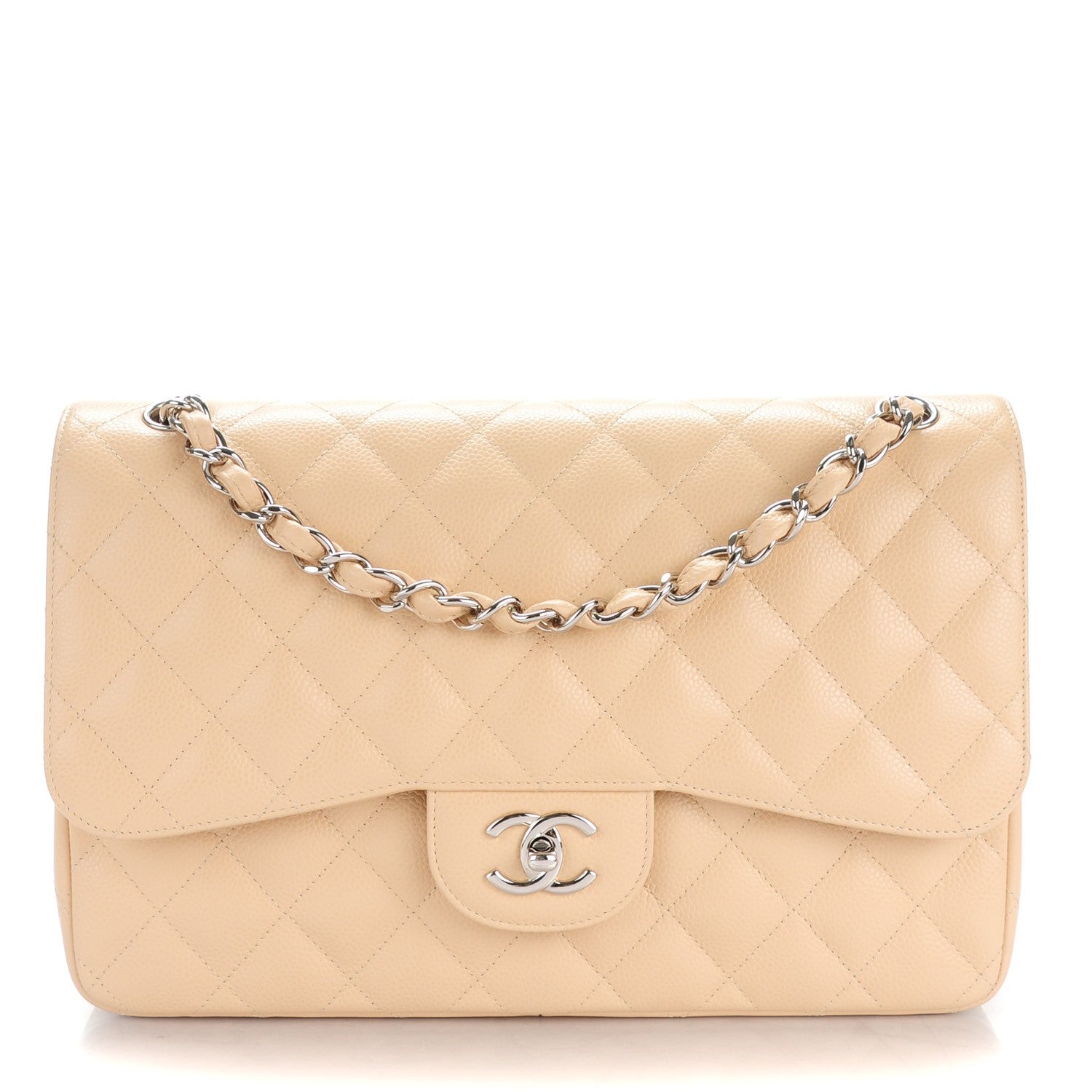 Chanel Caviar Quilted Jumbo Double Flap Beige Clair 1 of 8