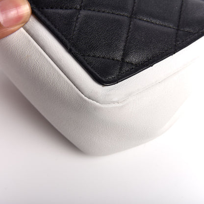 Chanel Calfskin Quilted Graphic Mini Flap Bag Black White 9 of 11