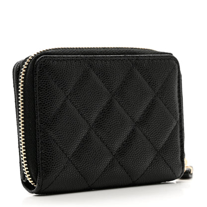 Chanel Caviar Quilted Compact Zipped Wallet Black 2 of 7