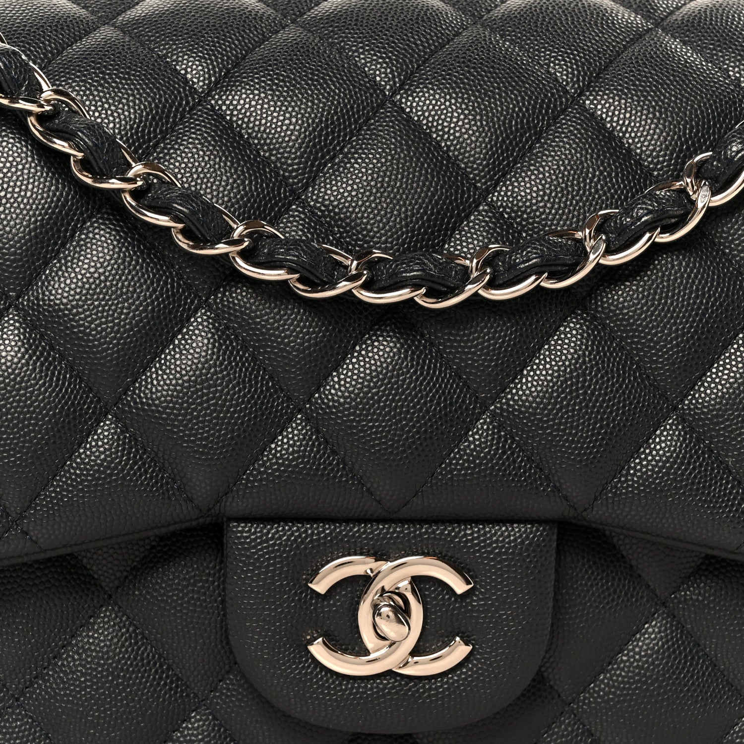 Chanel Caviar Quilted Jumbo Double Flap Navy Blue 9 of 11