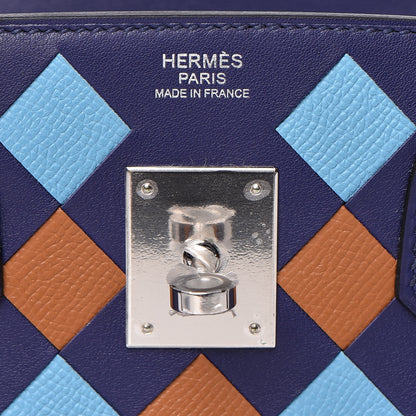 Hermes Swift Epsom Tressage Birkin 30 Bleu Encre Bleu Du Nord Gold 22 of 34
