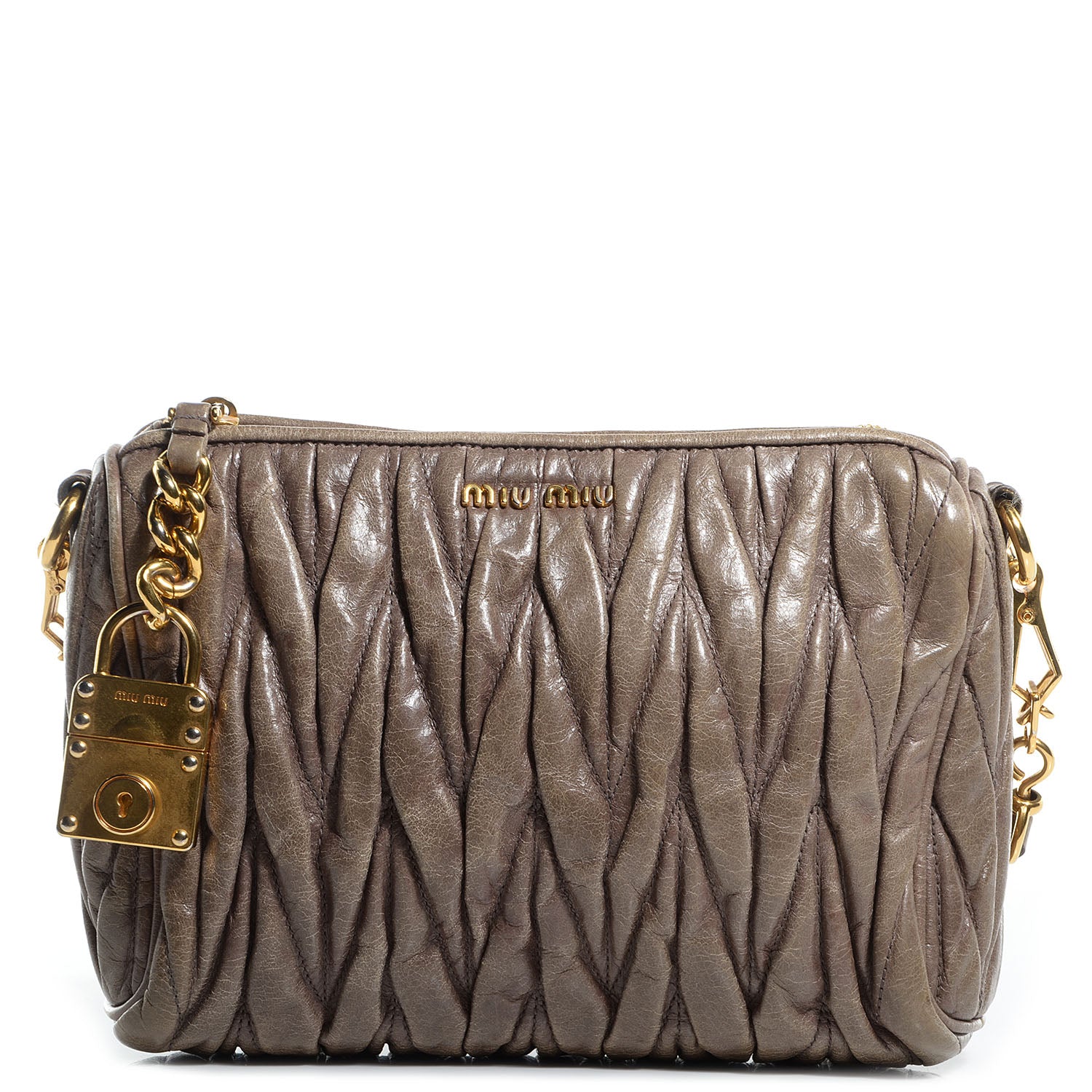 Miu Miu Leather Matelasse Lux Shoulder Bag Argilla 1 of 7