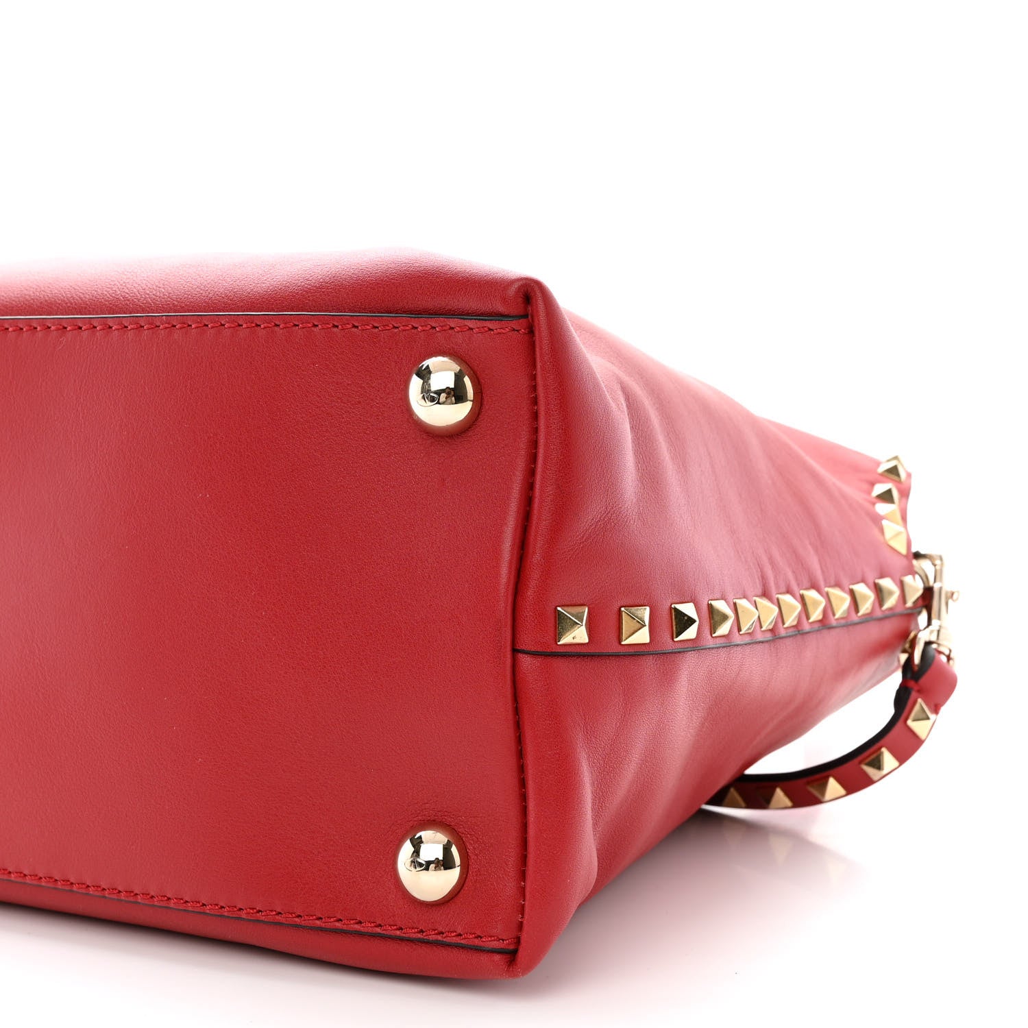 Valentino Garavani Vitello Rockstud Dome Satchel Red 11 of 12