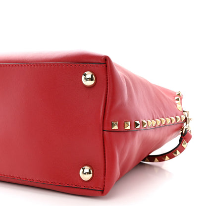 Valentino Garavani Vitello Rockstud Dome Satchel Red 11 of 12