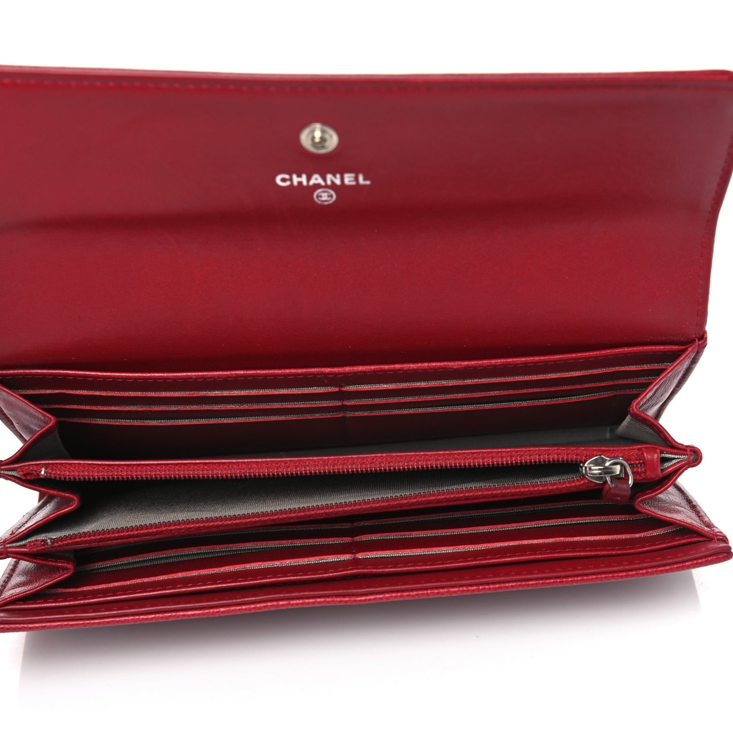 Caviar Sevruga CC Large Gusset Flap Wallet Red