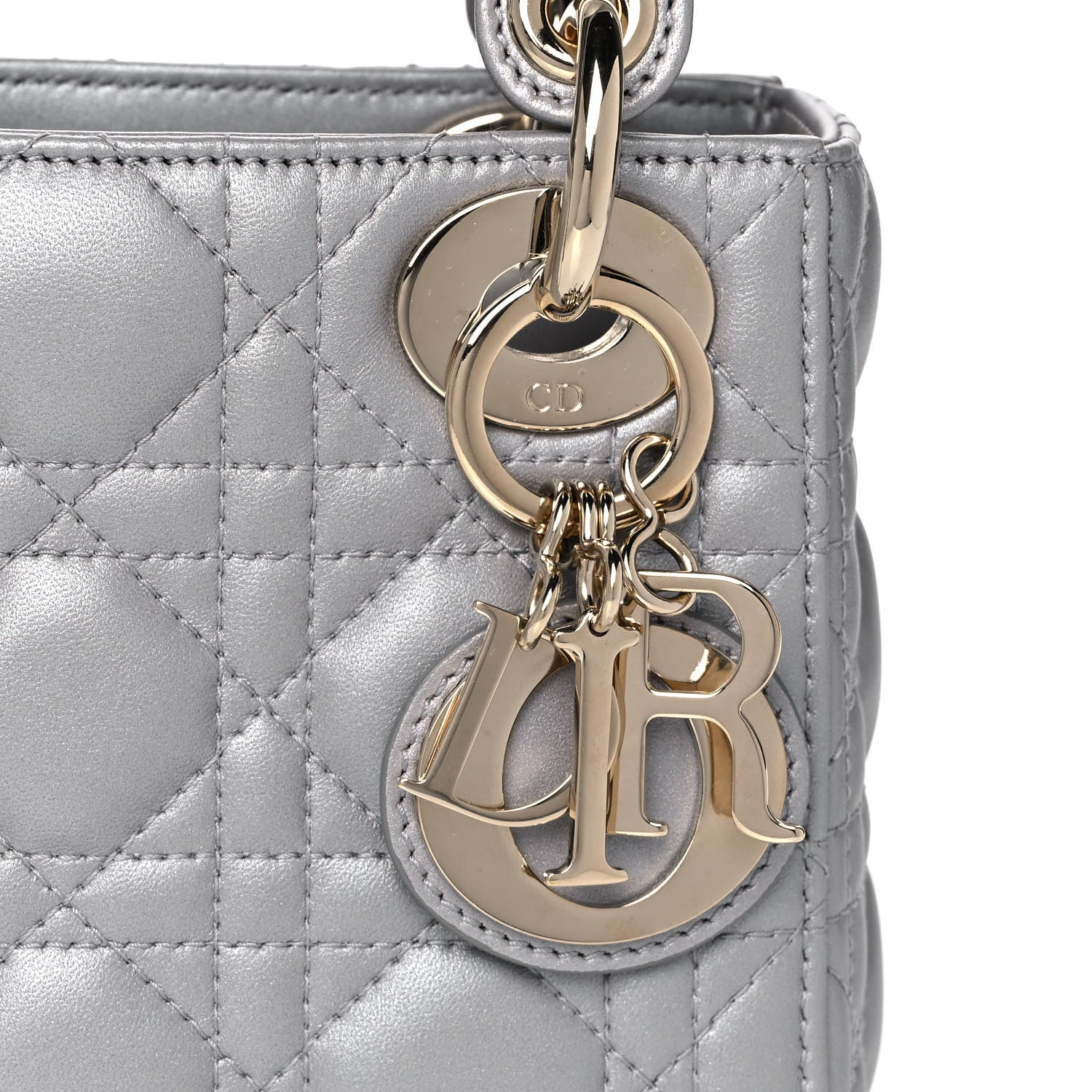 Christian Dior Metallic Lambskin Cannage Mini Lady Dior Grey 8 of 12