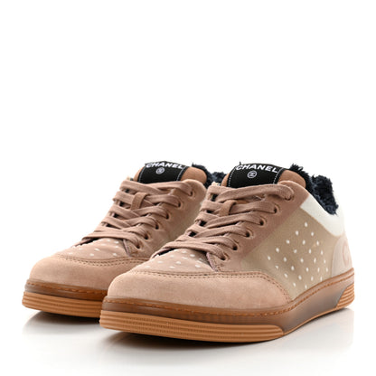 Chanel Fabric Suede Calfskin Logo Sneakers 40 Light Beige 3 of 9