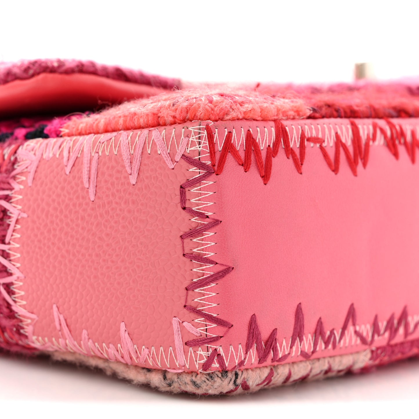 Tweed Patchwork Medium Single Flap Pink
