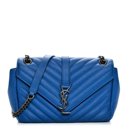 Saint Laurent Grained Calfskin Matelasse Monogram Classic Medium Chain Bag Royal Blue 1 of 14