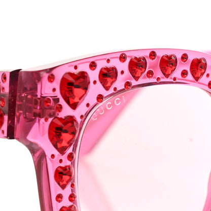Gucci Acetate Crystal Heart GG0116S Sunglasses Fuchsia 4 of 8