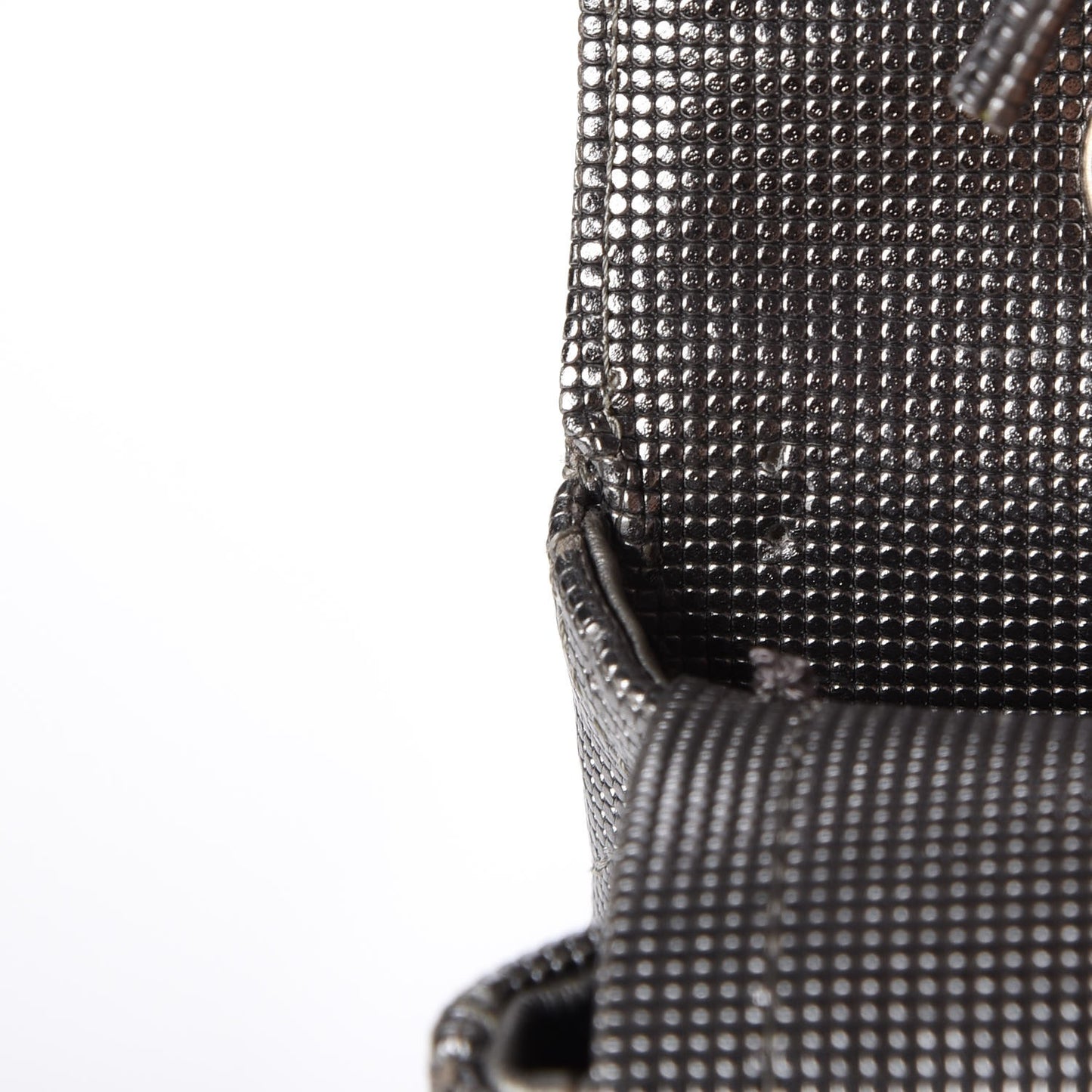 Calfskin Metallic Pixel Effect Medium Double Flap Silver