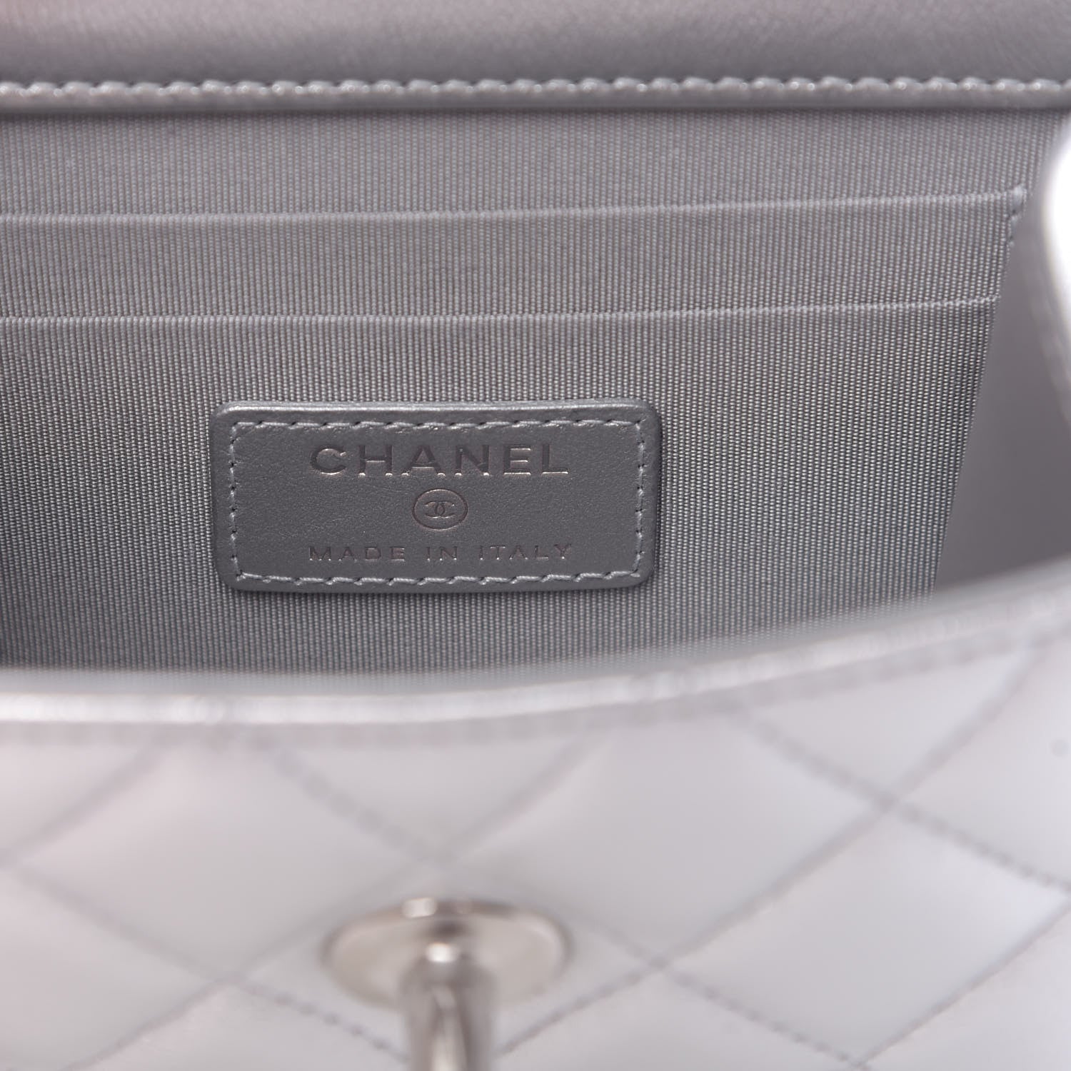 Chanel Metallic Lambskin Quilted Mini Trendy CC Clutch With Chain Silver 8 of 10