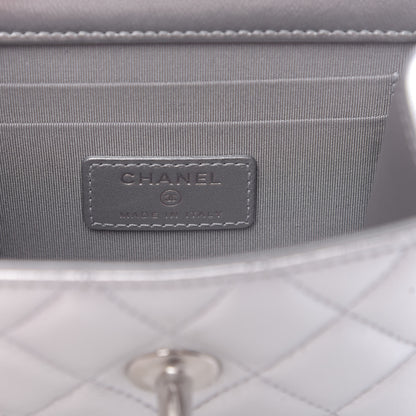 Chanel Metallic Lambskin Quilted Mini Trendy CC Clutch With Chain Silver 8 of 10