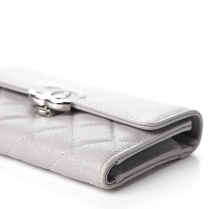 Chanel Goatskin Quilted CC Box Flap Wallet Grey 6 of 11