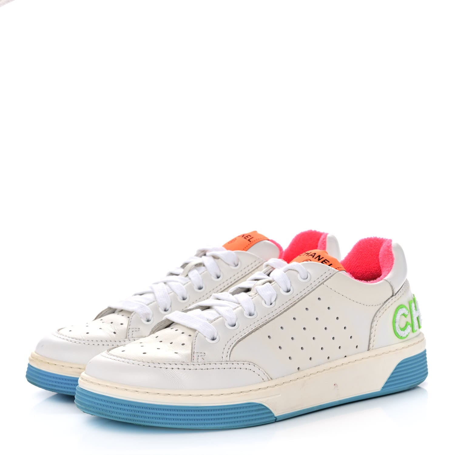 Chanel Calfskin Womens Logo Sneakers 40 White Multicolor 3 of 10