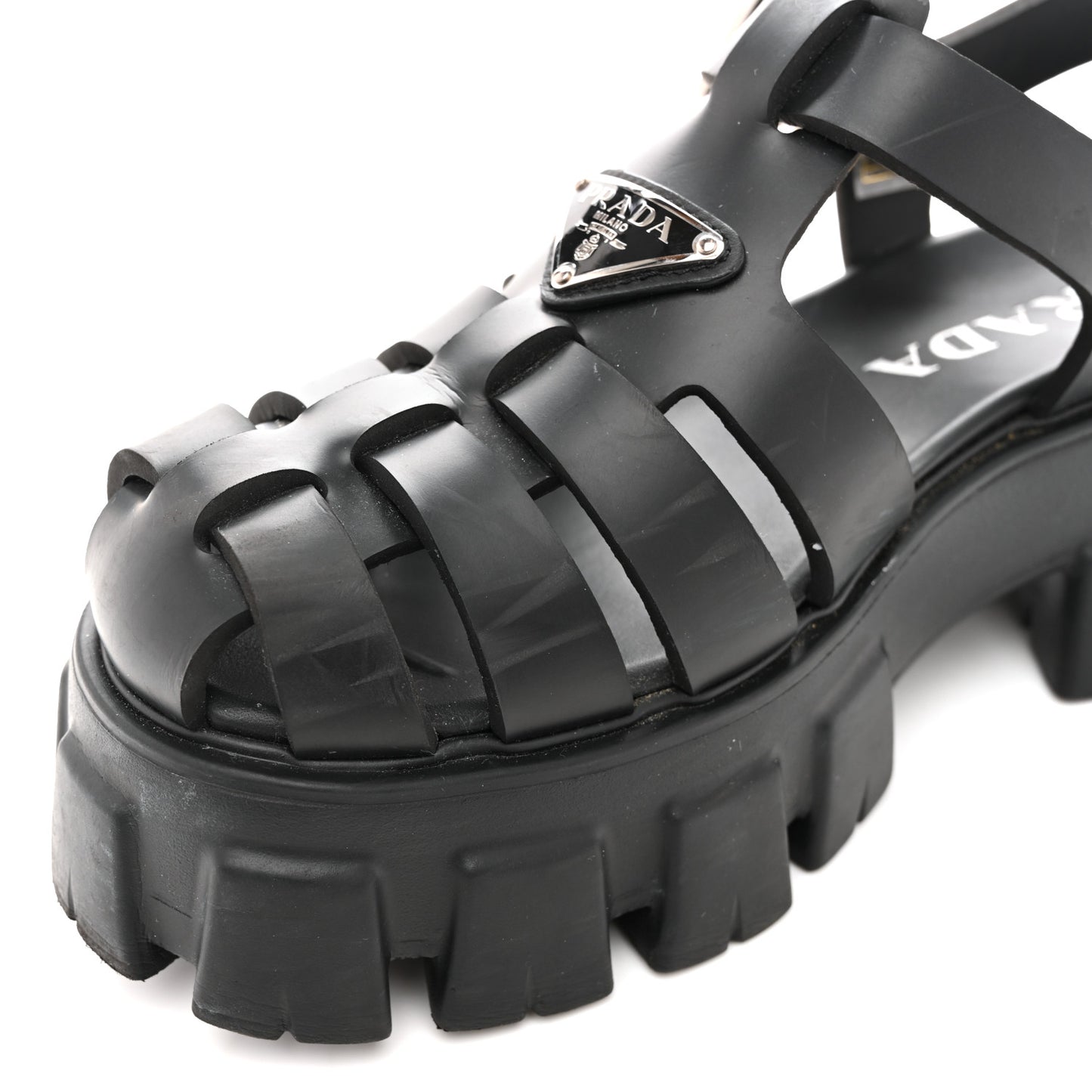 Foam Rubber Triangle Logo Monolith 55mm Cage Sandals 37 Black