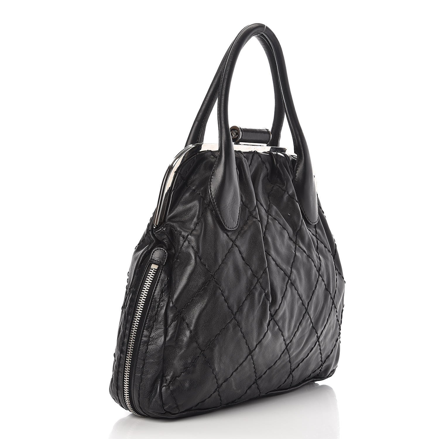 Chanel Calfskin Stitched Expandable Frame Bag Black 3 of 8
