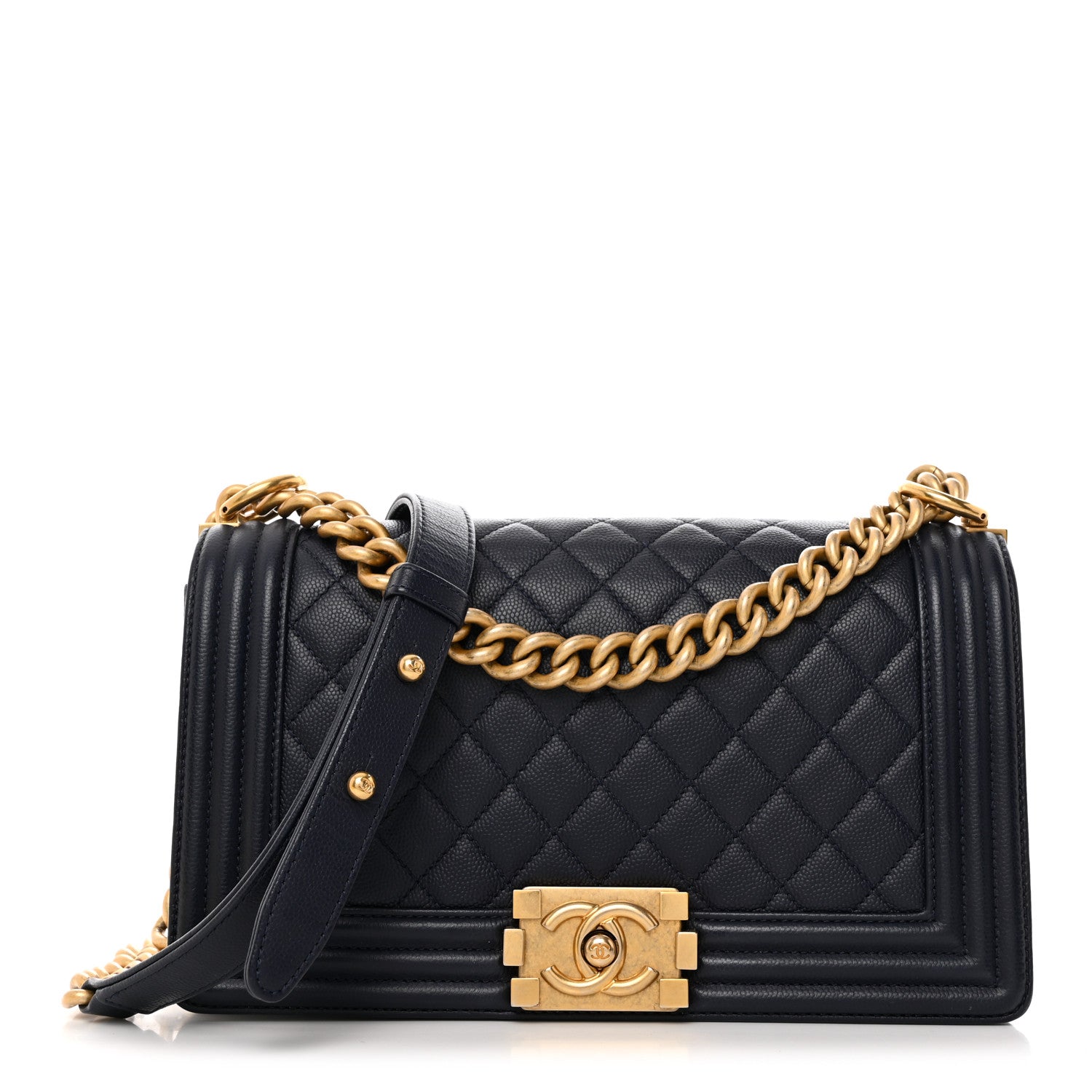 Chanel Caviar Quilted Medium Boy Flap Navy 1 of 10
