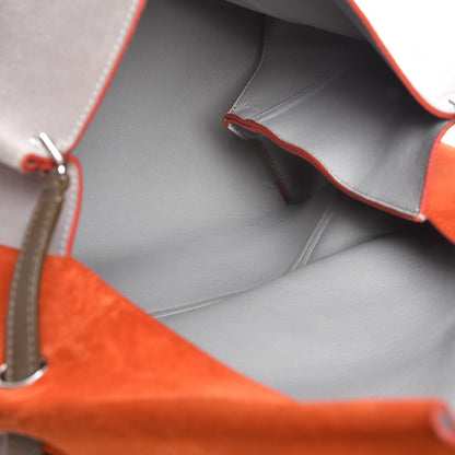 Celine Calfskin Suede All Soft Shoulder Bag Bright Orange Cement Olive 5 of 15