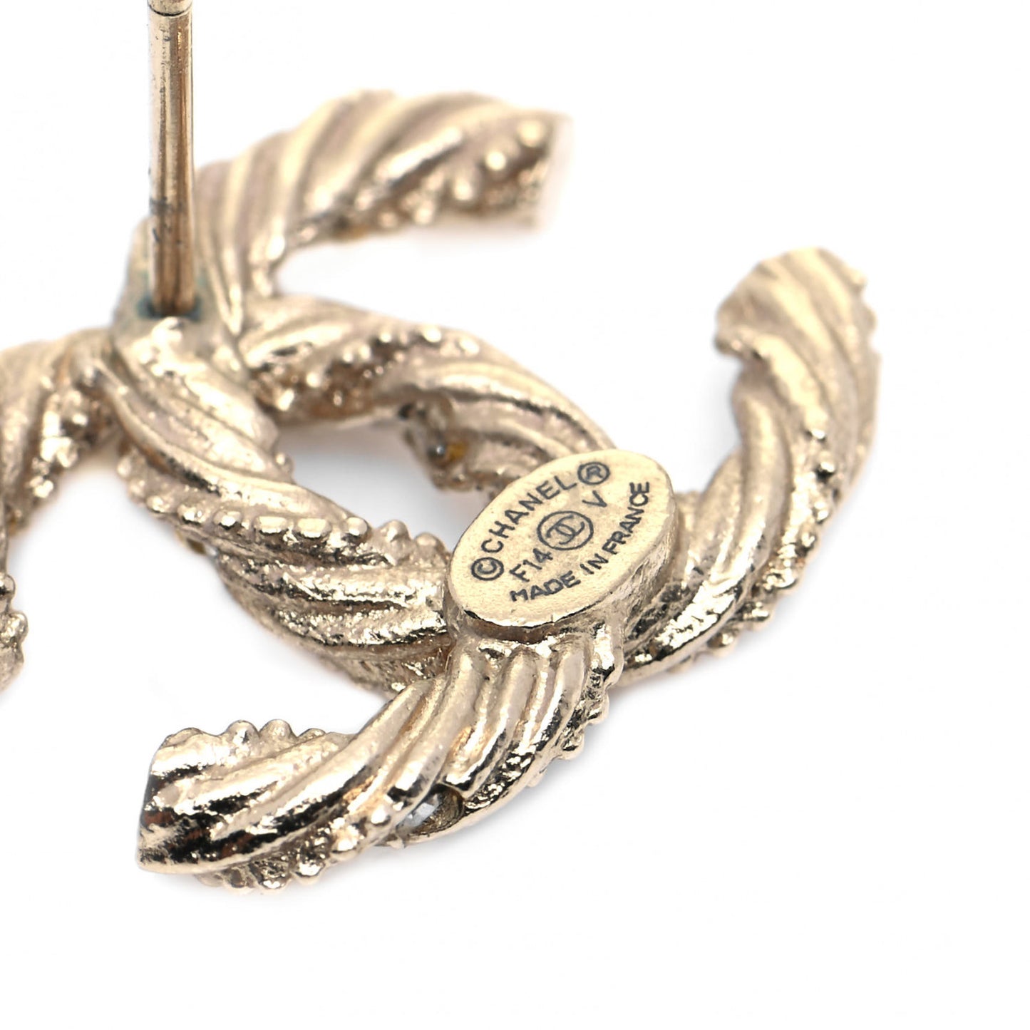Crystal Twisted CC Earrings Gold