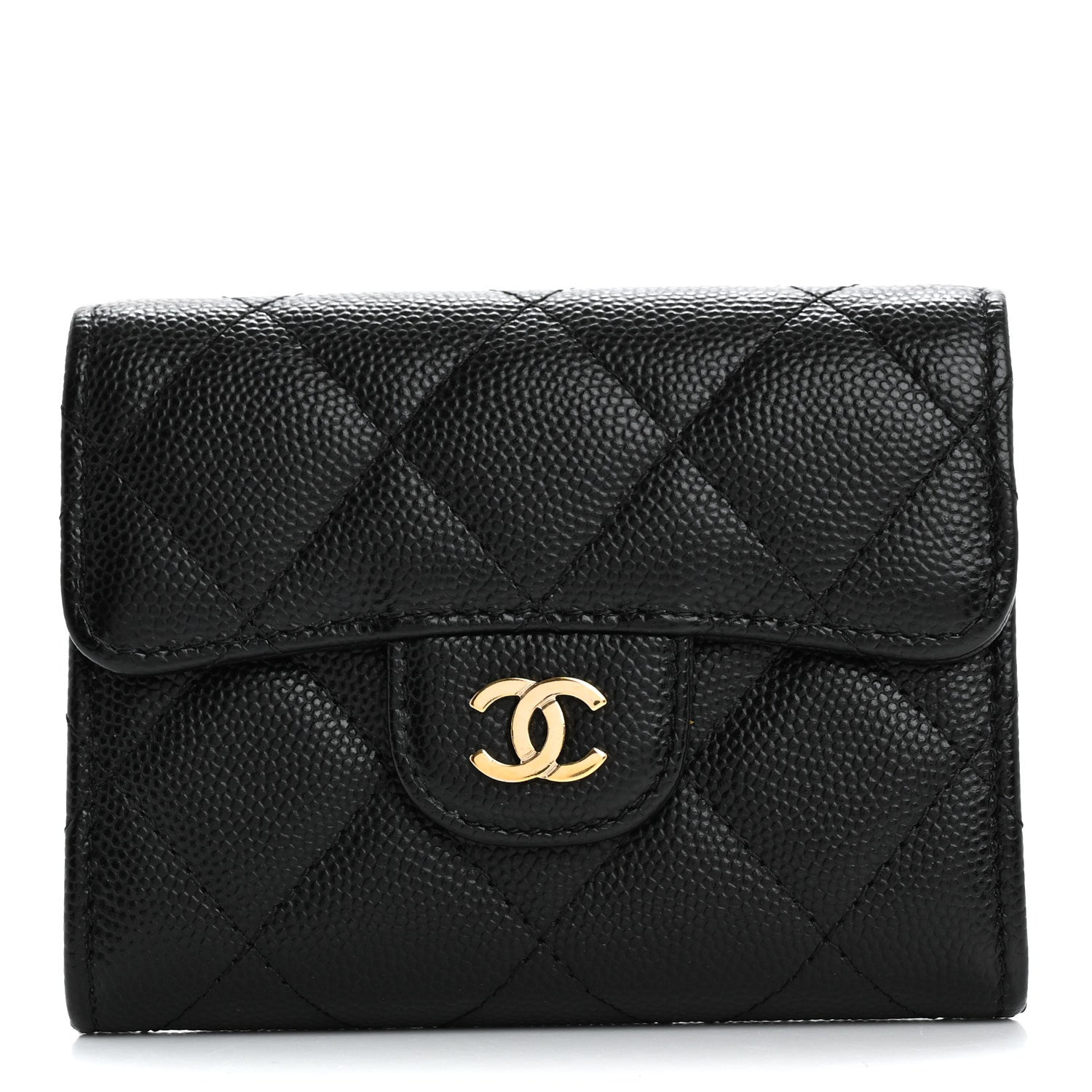 Chanel Caviar Quilted Flap Card Holder Wallet Black 1 of 12