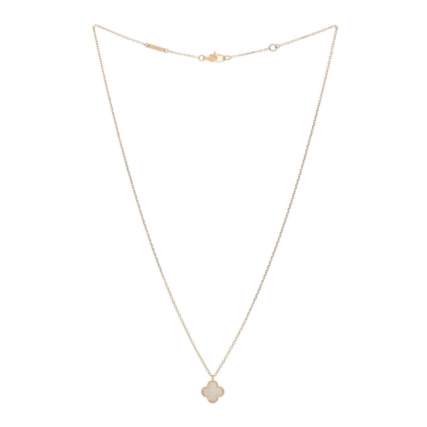 Van Cleef & Arpels 18K Yellow Gold Mother of Pearl Sweet Alhambra Pendant Necklace 2 of 5