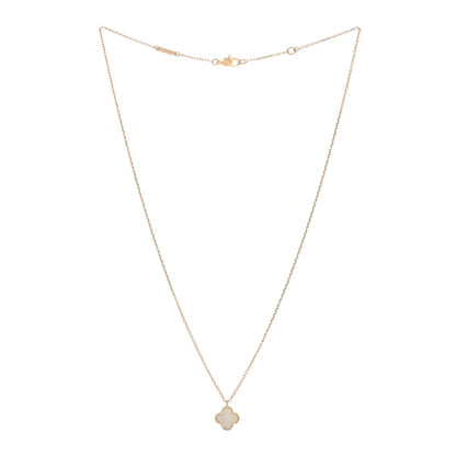 Van Cleef & Arpels 18K Yellow Gold Mother of Pearl Sweet Alhambra Pendant Necklace 2 of 5