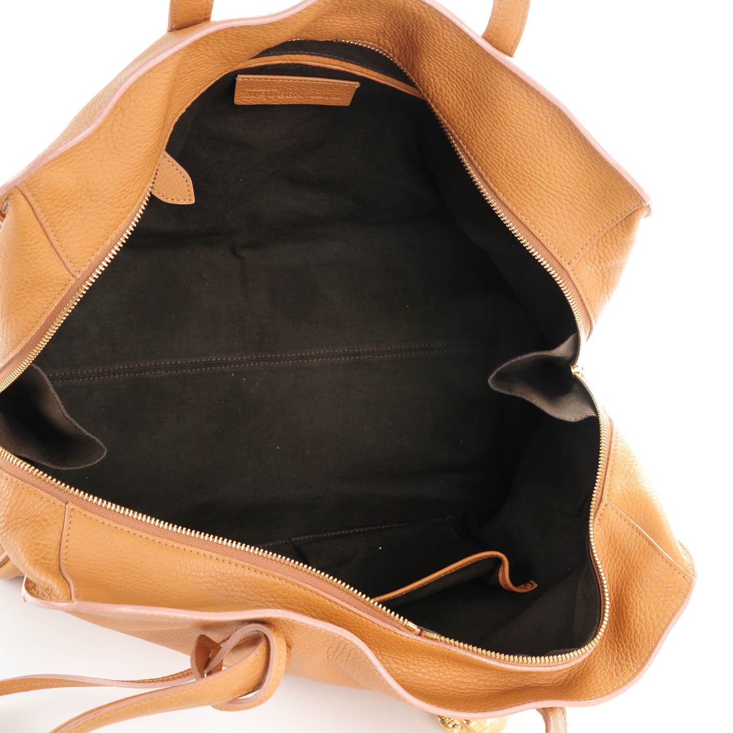 Alexander McQueen Pebbled Calfskin Large Skull Padlock Zip Around Tote Burnt Camel 7 of 9