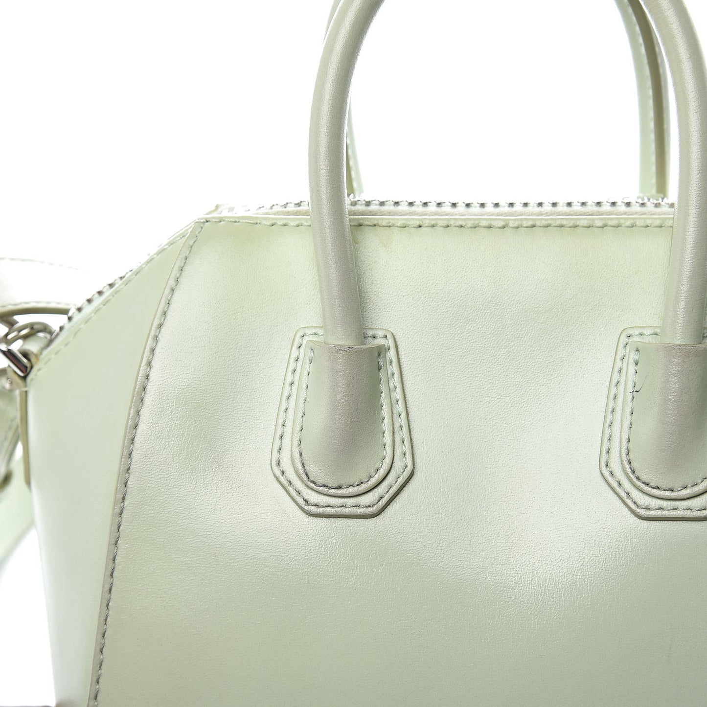 Shiny Lord Calfskin Mini Antigona Aqua Green