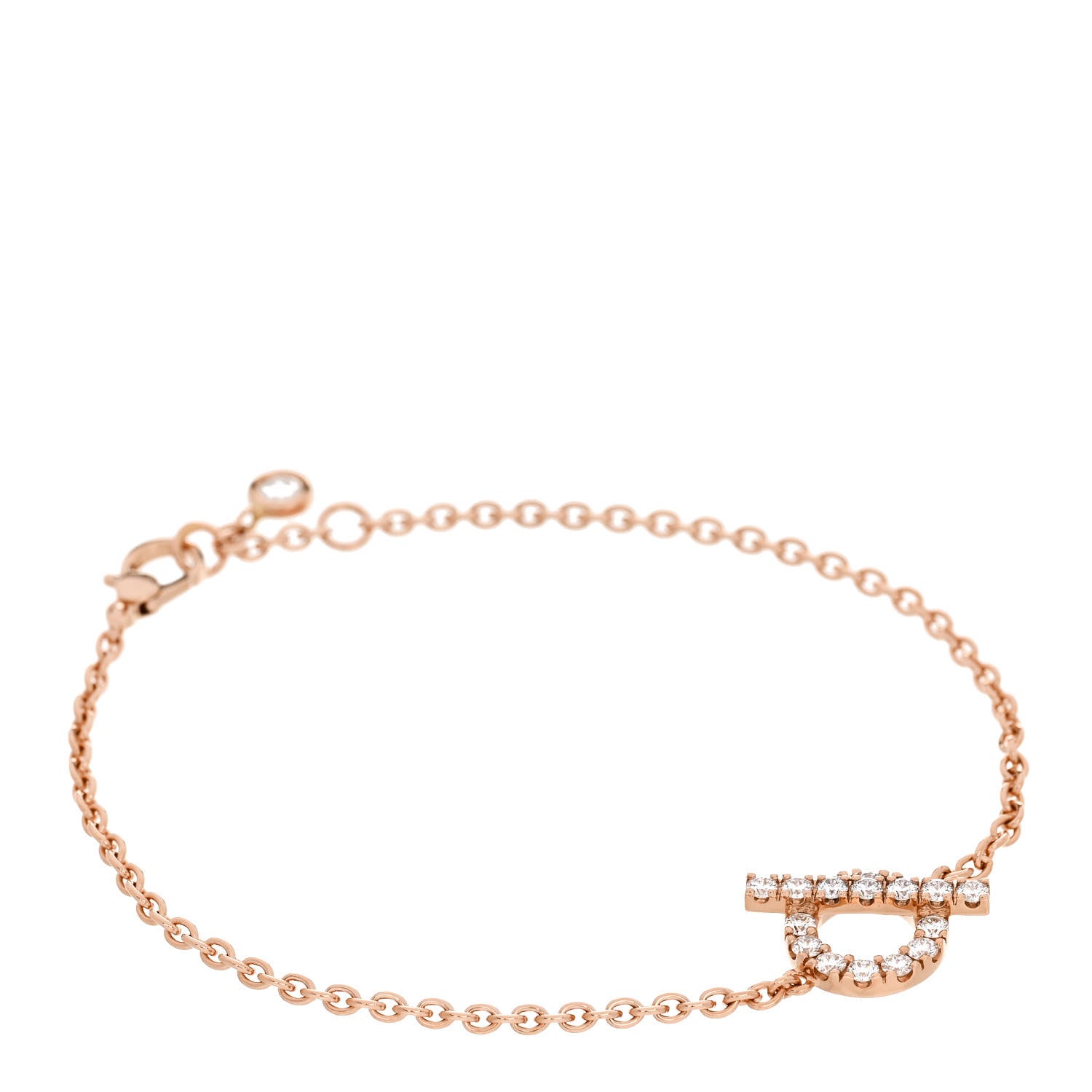 Hermes 18K Rose Gold Diamond Finesse Bracelet ST 1 of 4