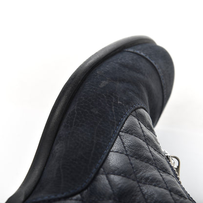Chanel Suede Goatskin Fantasy Quilted Short Boots 37.5 Navy 17 of 20