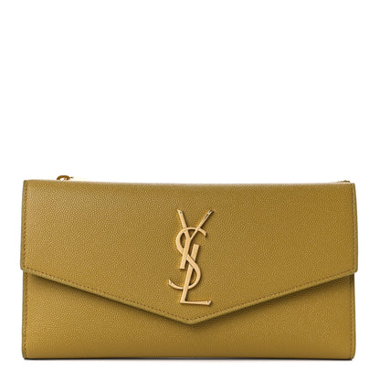 Saint Laurent Grain De Poudre Monogram Uptown Wallet Olive 1 of 12