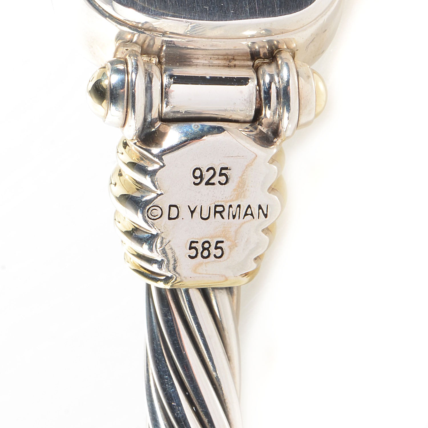 David Yurman Sterling Silver 14K Yellow Gold Mother of Pearl 21mm Classic Cable Quartz Watch 4 of 6