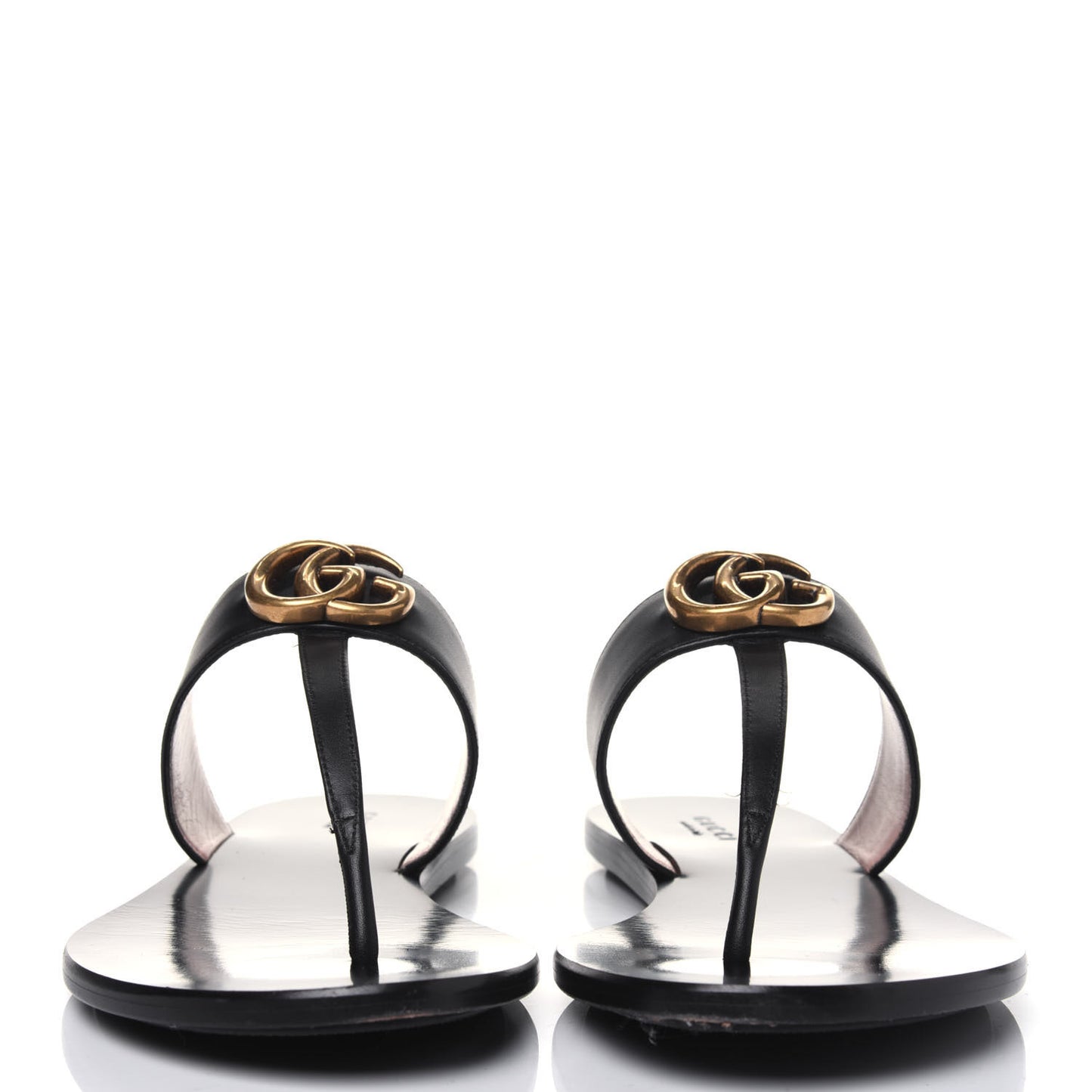 Calfskin GG Marmont Thong Sandals 38 Black
