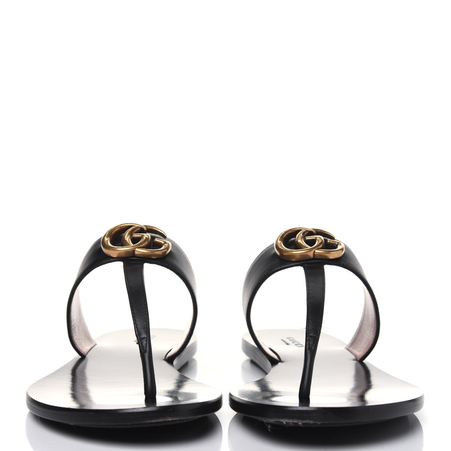 Gucci Calfskin GG Marmont Thong Sandals 38 Black 2 of 15