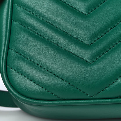Gucci Calfskin Matelasse Small GG Marmont Chain Shoulder Bag Emerald Green 16 of 21
