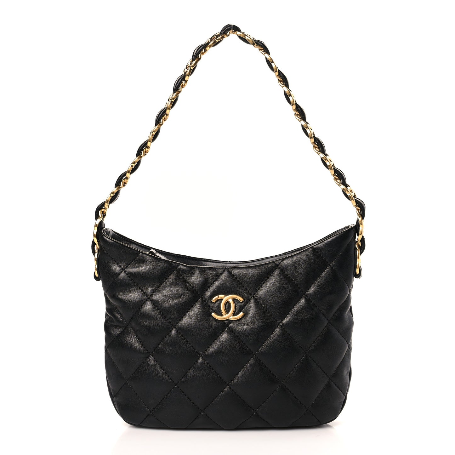 Lambskin Quilted CC Links Hobo Black