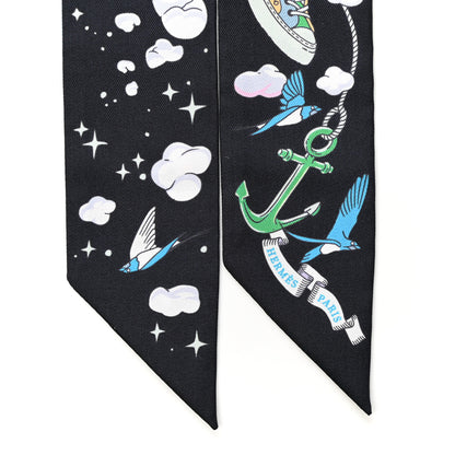 Hermes Silk Sur Mon Nuage Twilly Bleu Black Mauve 2 of 4
