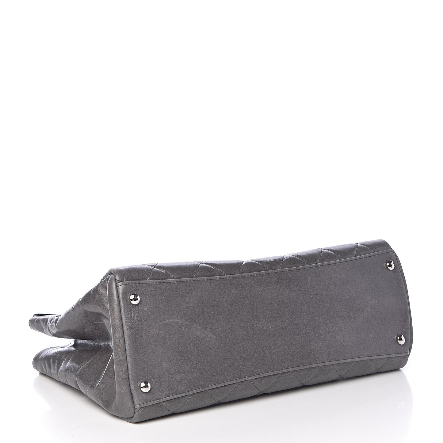 Glazed Calfskin Quilted Small CC Delivery Tote Grey