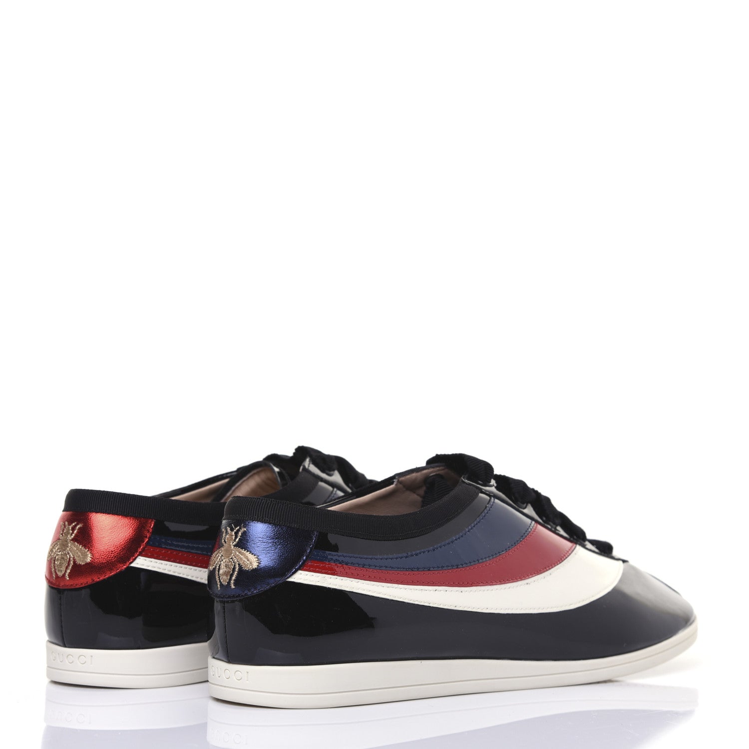 Gucci Patent Calfskin Web Falacer Sneakers 8.5 Black 4 of 15