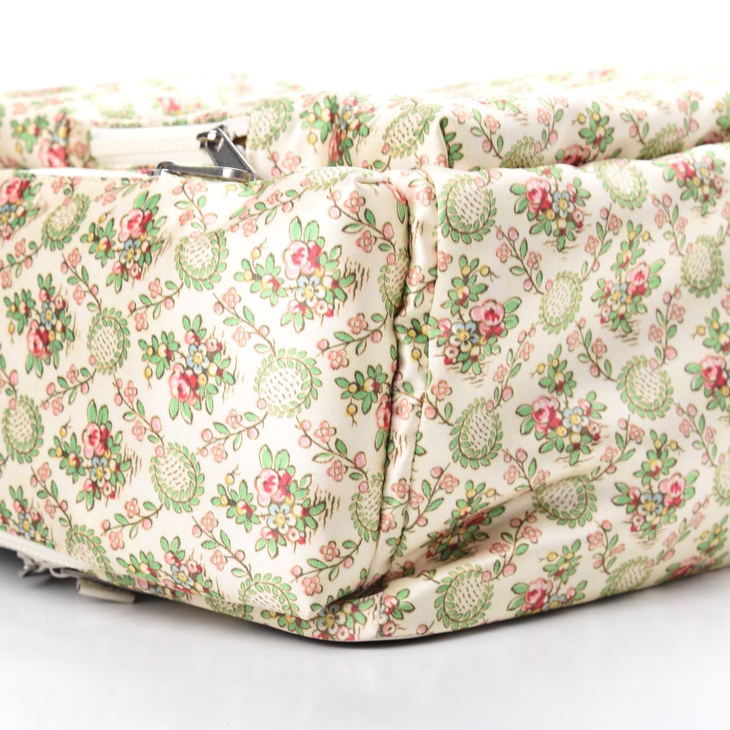 X MLB Satin Floral Print NY Yankees Patch Backpack Ivory Green