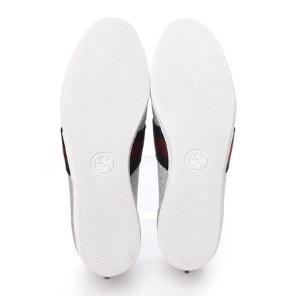 Gucci Glitter Fabric Studded Web Womens Sneakers 39.5 Silver 5 of 8