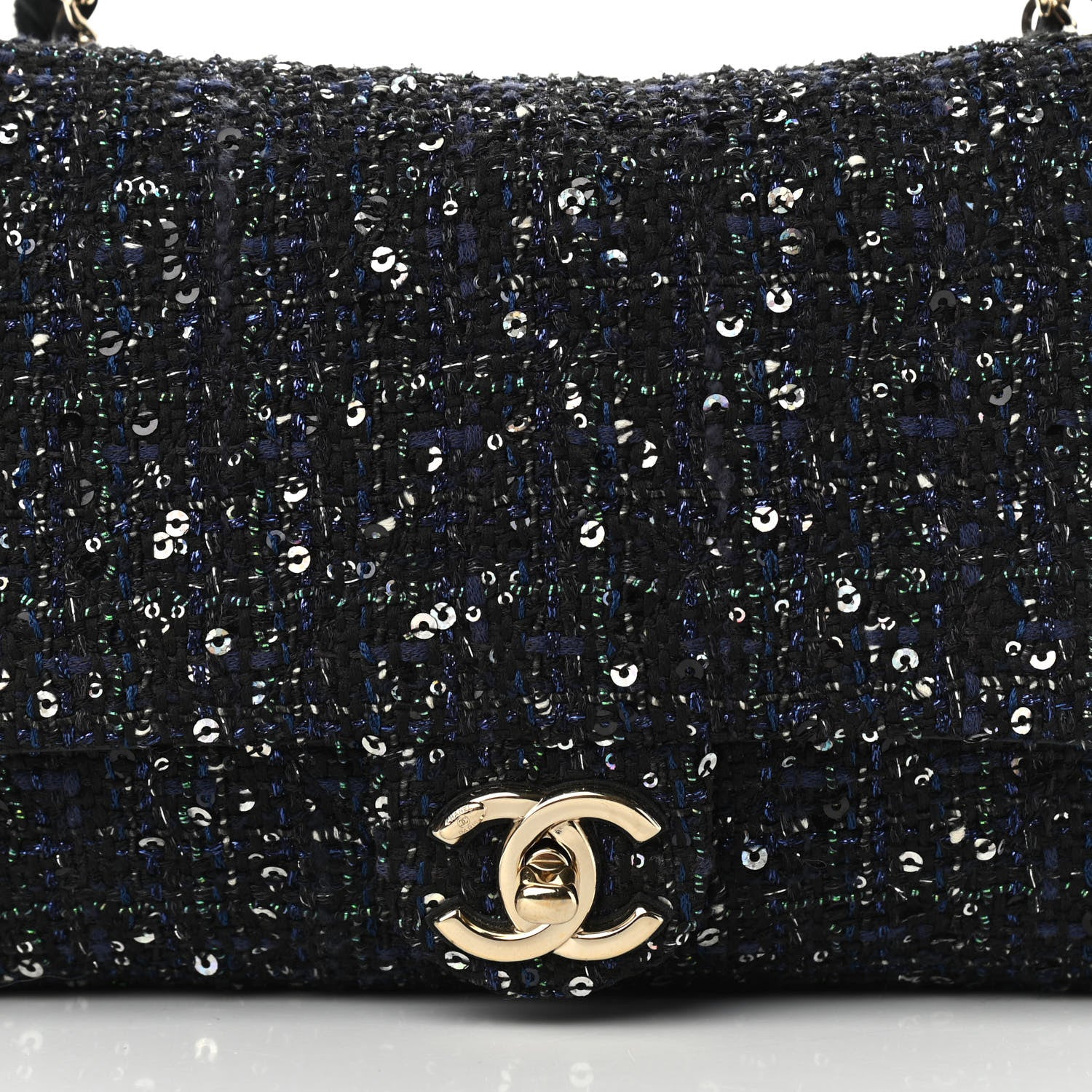 Chanel Tweed Medium Pearl Handle Flap Black Ecru 8 of 15