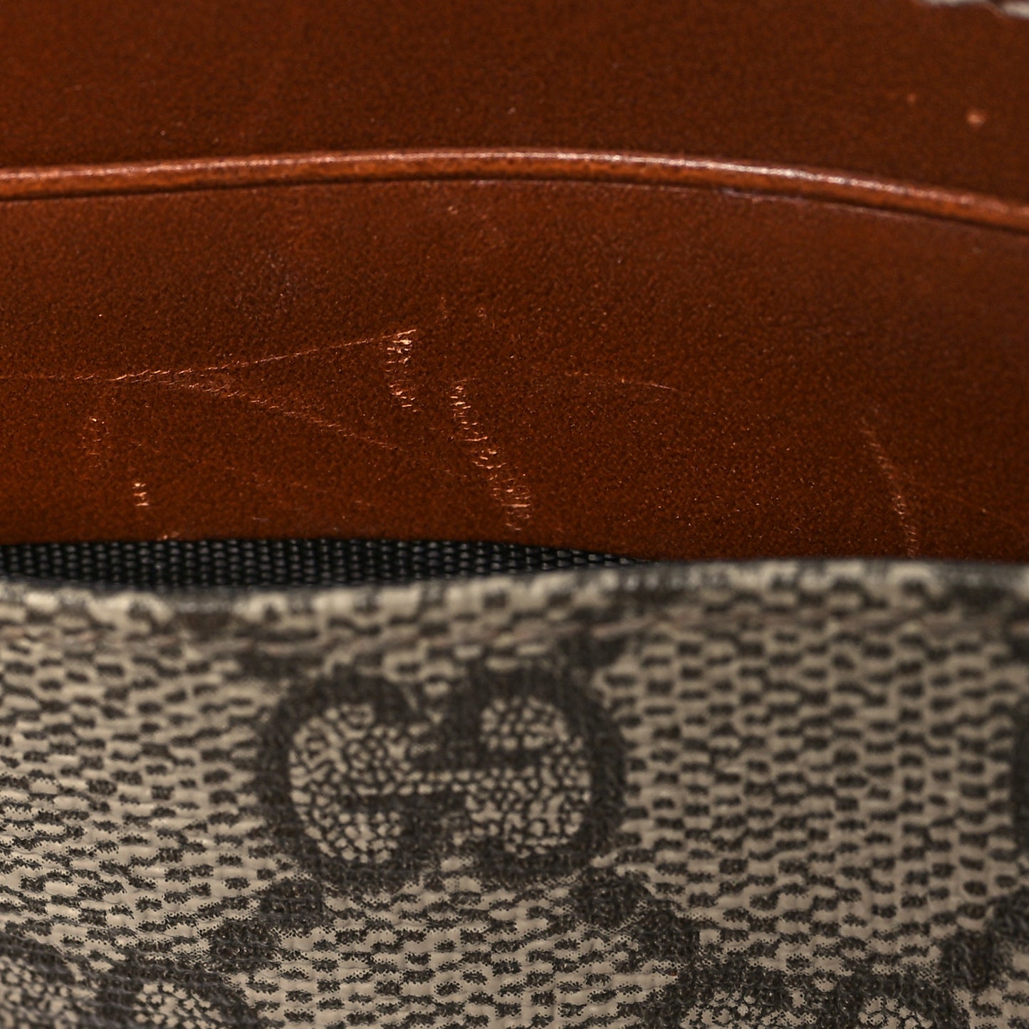 GG Supreme Monogram Calfskin Card Holder Beige Ebony Cuir