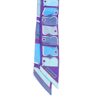 Hermes Silk Camails Twilly Scarf Violet Azure Celado 2 of 4