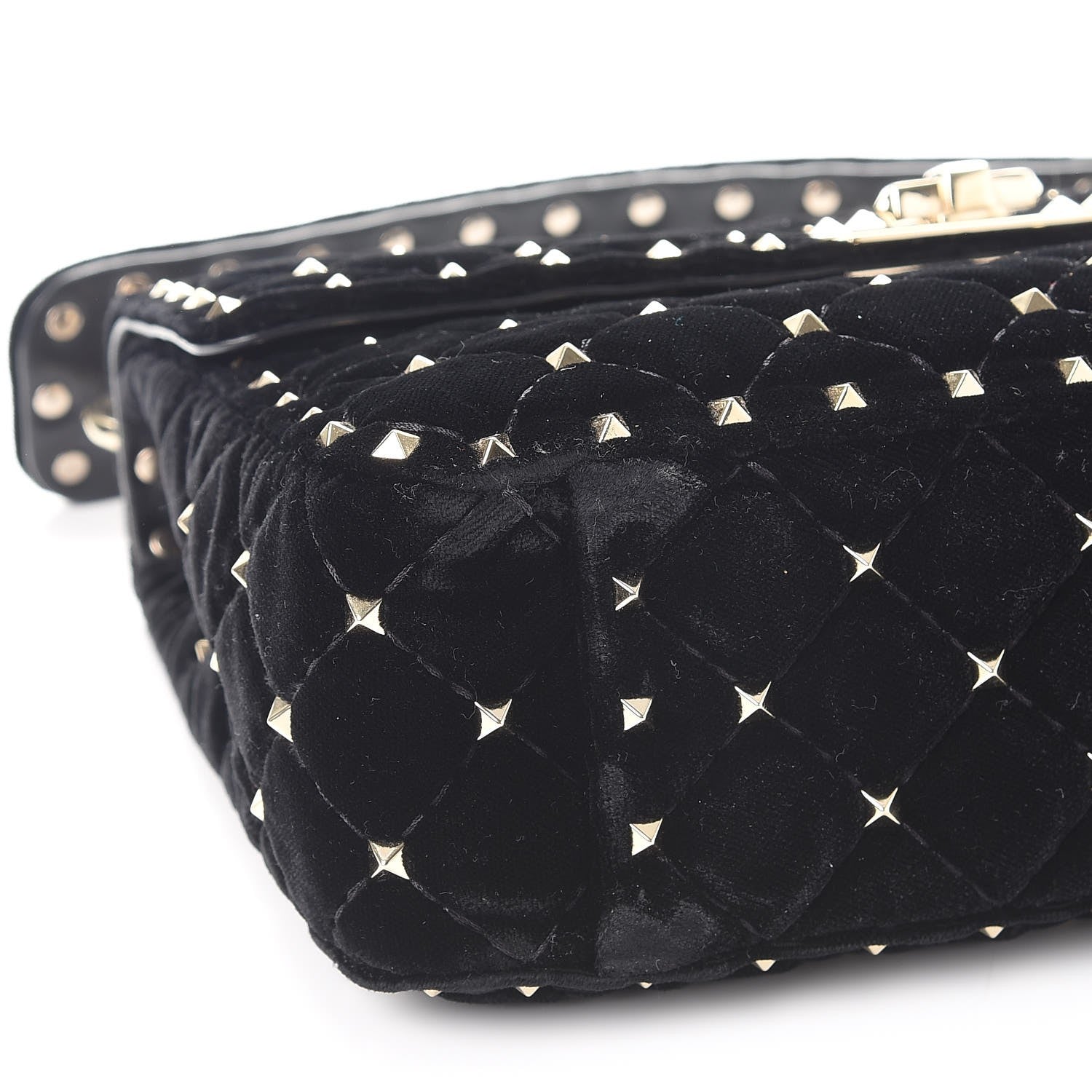 Valentino Garavani Velvet Medium Rockstud Spike Shoulder Bag Black 8 of 10