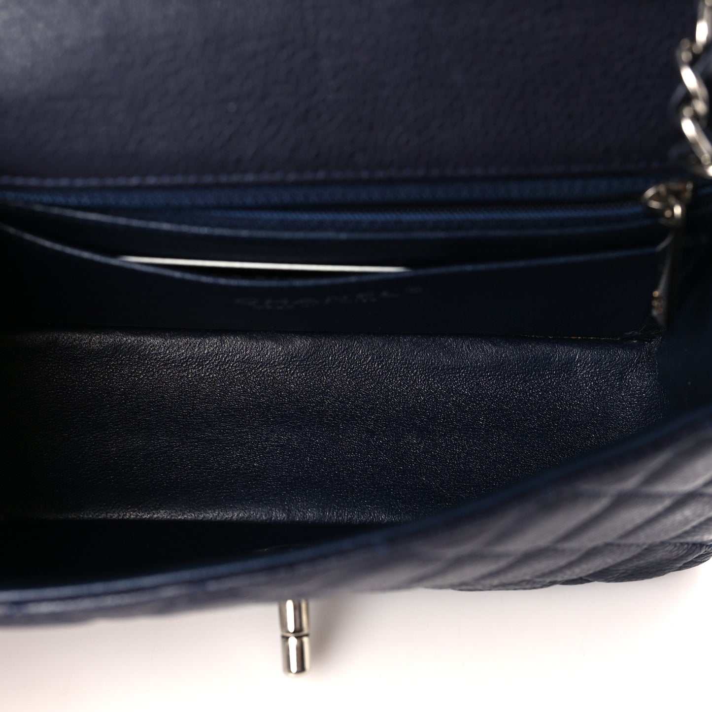 Caviar Quilted Mini Rectangular Flap Navy