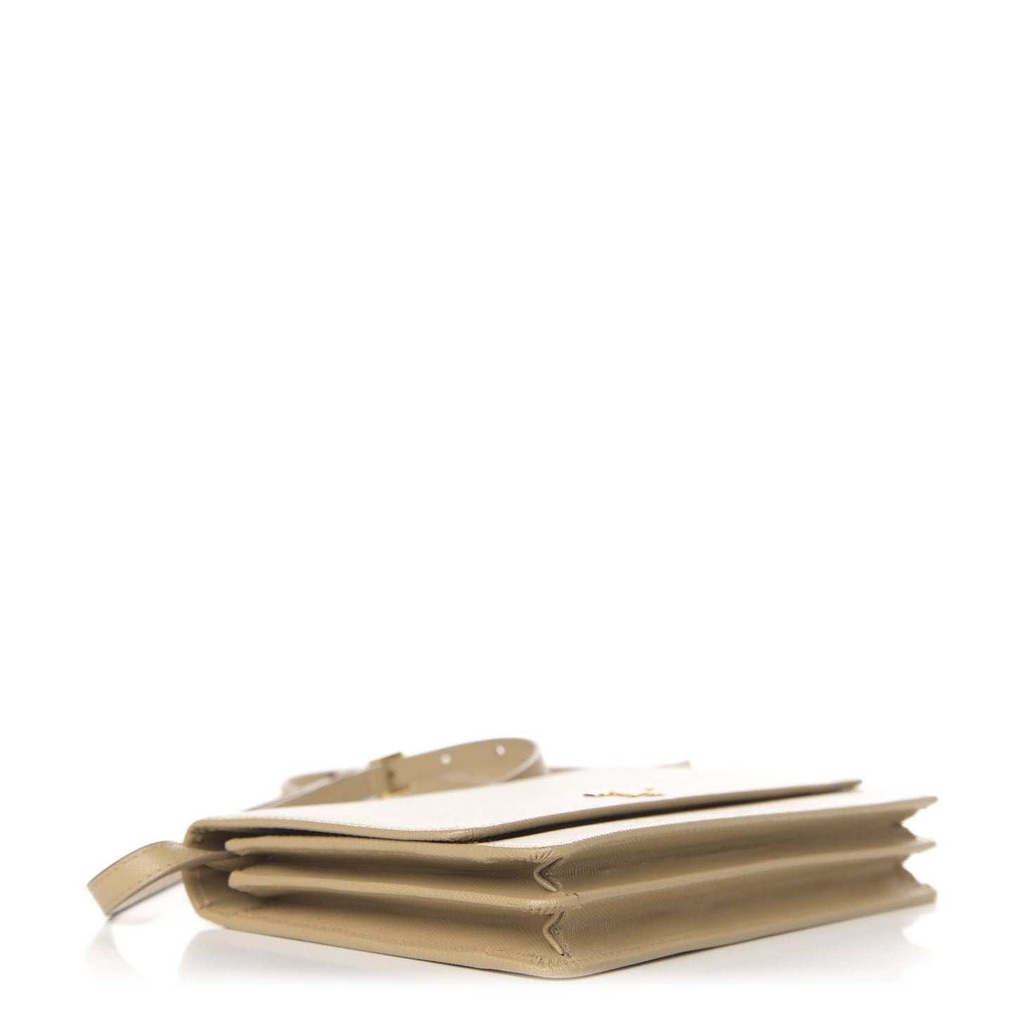Saffiano Metal Flap Wallet with Strap Sabbia