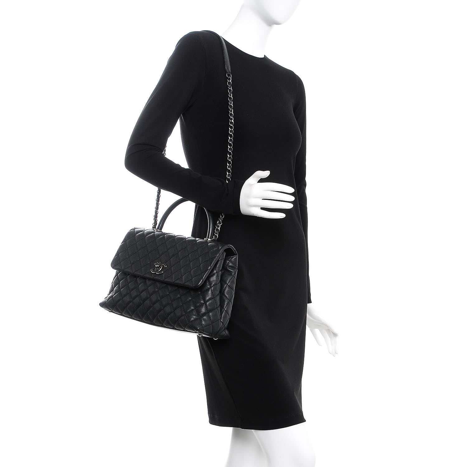 Chanel Caviar Quilted Medium Coco Handle Flap Black 2 of 11